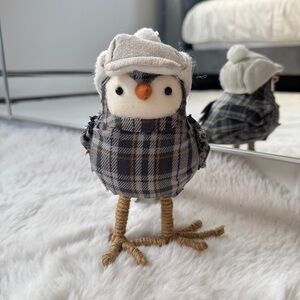 Winter Bird Gray Plaid